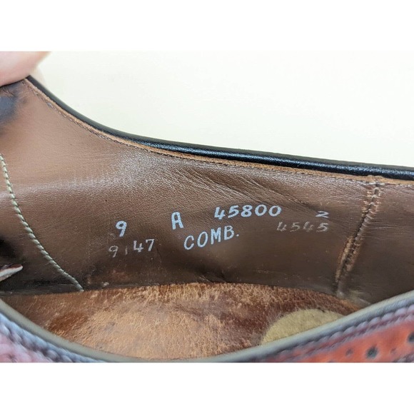 Allen Edmonds Mens Oxford Dress Shoes Brown Black Leather Wingtip Lace Up USA 9A main image 12